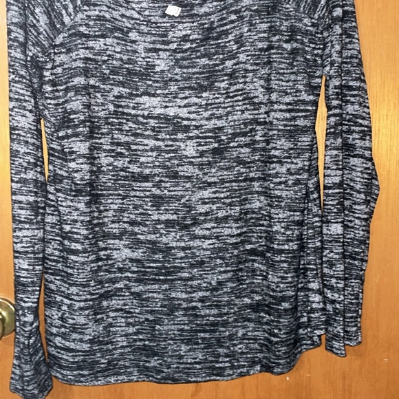 •ZELOS•MARBLED BLACK/GRAY LONG SLEEVE OPEN BACK HACCI KNIT TOP SIZE LARGE EUC - Picture 10 of 12